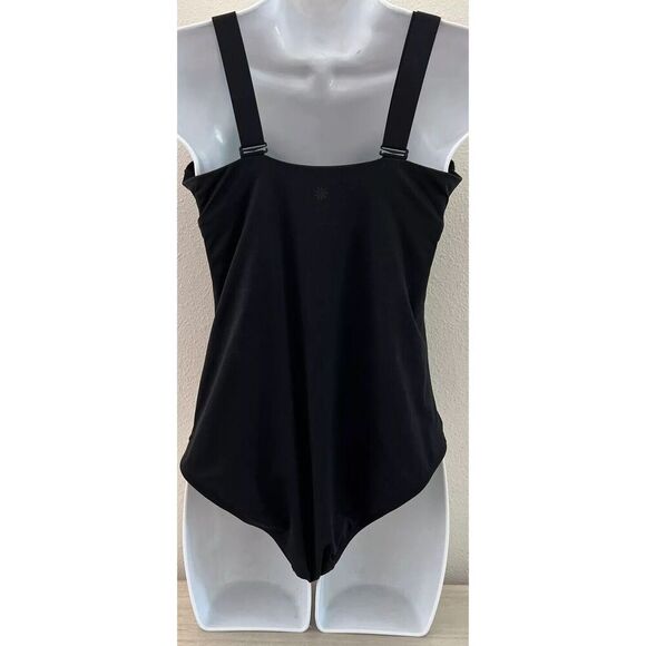 Athleta Square Neck V 1-Piece Swimsuit Underwire Bra Sz 38 D/DD Black XLarge - Picture 2 of 14